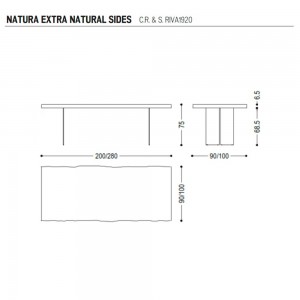 Mesa comedor madera rectangular Natura Extra Natural Sides de Riva1920 con un diseño natural de lujo y madera maciza italiana.