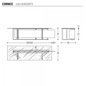 Mesa Rectangular Cornice de Riva1920 de vidrio y madera de alta calidad con un acabado moderno.
