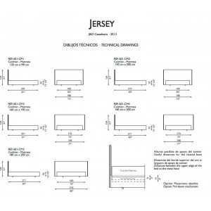 Cama Jersey. Casadesús. Cama tapizada de líneas modernas y simples.
