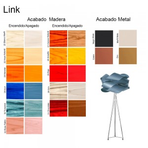 Lámpara de pie Link de Luzifer. Lámpara realizada en pantalla de madera con forma de Möbius.
