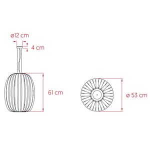 Lámpara suspensión Pod de Luzifer. Pod la luz fresca, realizada en tiras de chapa de madera.