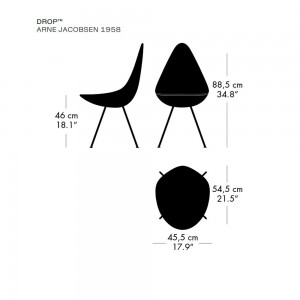 Silla carcasa plástica Drop. Fritz Hansen con acabados elegantes de alta calidad.
