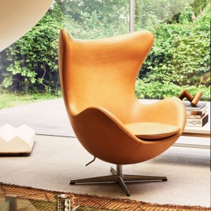 Sillón Egg de piel Frizt Hanse con un diseño danes moderno y elegante.