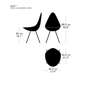 Silla carcasa tapizada Drop. Fritz Hansen con acabados elegantes de alto lujo.