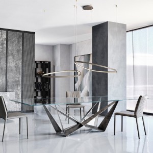 Mesa Skorpio de Cattelan Italia. Muebles modernos italianos. Mesas de cristal.