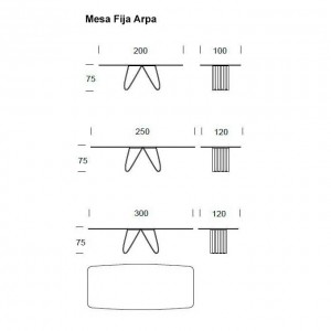 Mesa Arpa fija de Tonin casa. Muebles modernos de hogar.
