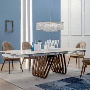 Mesa Arpa extensible cerámica de Tonin casa. Muebles modernos de hogar.