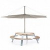 Mesa terraza con bancos Gargantua de Extremis. Mueble de exterior.