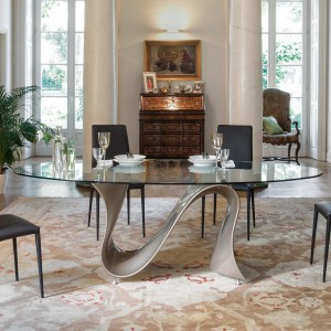 Mesa Wave fija elíptica de Tonin casa. Muebles modernos de hogar.