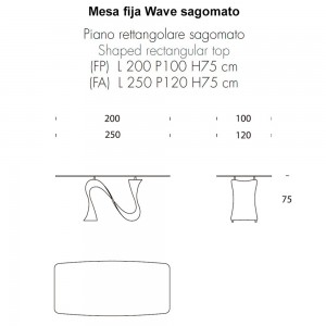 Mesa Wave Fija Redondeada de Tonin casa. Muebles modernos de hogar.
