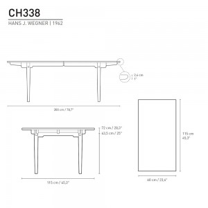 Mesa CH338 Dining Table extensible de Carl Hansen and Son. Mesas extensibles.