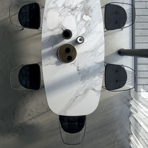 Mesa Fil8 Cerámica de Ozzio design. Mesa ovalada de comedor Fija.