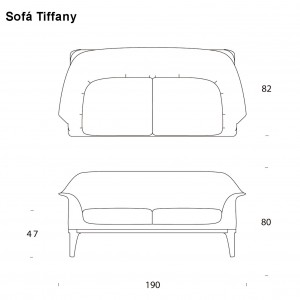Sofá Tiffany 2 plazas tapizado de Tonin casa. Muebles modernos de hogar.