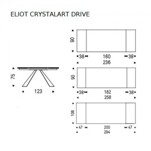 Mesa Eliot CrystalArt Drive de Cattelan Italia con diseño moderno y elegante con acabados de lujo.