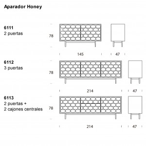 Aparador Honey de Tonin casa. Muebles modernos de hogar.