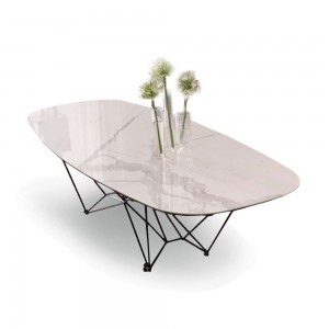 Mesa Fil8 Cerámica de Ozzio design. Mesa ovalada de comedor Fija.