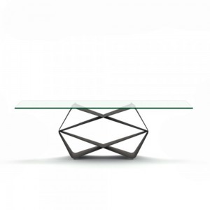 Mesa fija de comedor Gem de Ozzio Design. Elegante diseño geométrico.