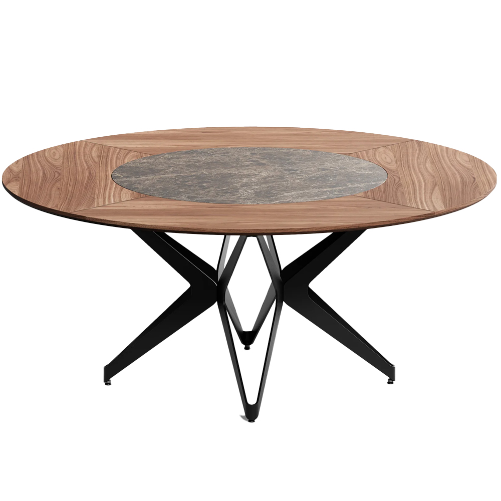 Mesa giratoria para salón DNA con sobre de madera de Ozzio Design.