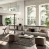 Puff Cubix de Ozzio design. Estructura metálica tapizada en terciopelo o ecopiel