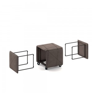 Puff Cubix de Ozzio design. Estructura metálica tapizada en terciopelo o ecopiel