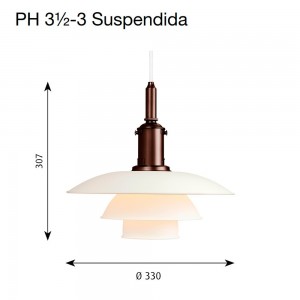 Lámpara PH 3½-3 Suspendida de Louis Poulsen de diseño moderno y elegante.