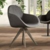 Sillón Fiona de Ozzio design. Estructura en madera y tapizado en piel, ecopiel o terciopelo.