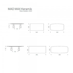 Mesa Mad Max Keramik de Cattelan Italia con diseño moderno y sobre de cerámica.