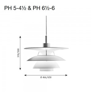 Lámpara PH 5-4½ & PH 6½-6 de Louis Poulsen con diseño moderno y elegante que entrega calidez.