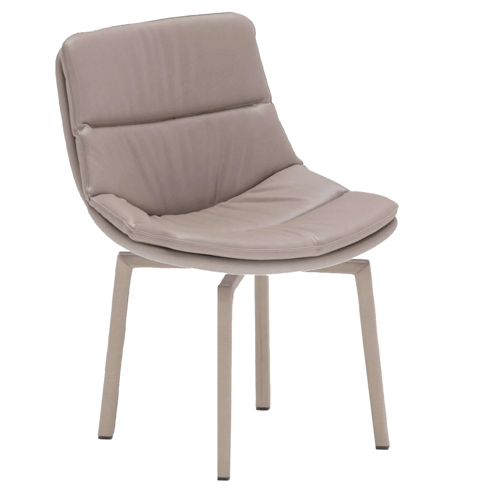Sillón Siria de Ozzio design. Estructura giratoria tapizada en piel o terciopelo.