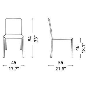 Silla Lunette de Ozzio design. Estructura metálica y tapizado en piel, ecopiel o terciopelo.