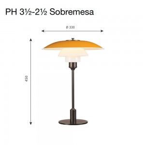 La lámpara PH 3½-2½ Metal de Sobremesa de Louis Poulsen.