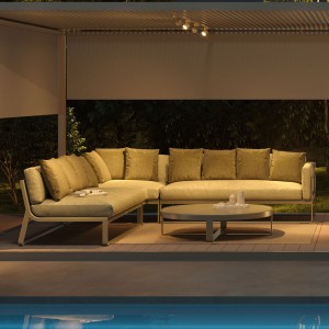 Sofá moderno modular 6 Flat de Gandía Blasco. Sofá de aluminio para terraza.
