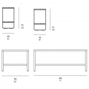 Estantería de diseño Flat de Dekton de Gandia Blasco. Estantes para exterior.