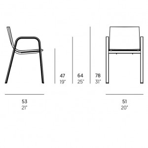 Silla Stack de Gandia Blasco. Silla cómoda con brazos para exteriores.