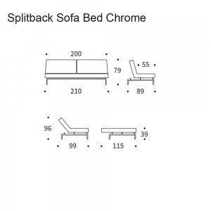 Sofá cama Splitback Chrome individual de diseño para salón de Inovation Living.