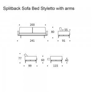 Sofá cama brazos Splitback Styletto de diseño para salón de Innovation Living.