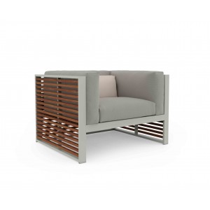 Sillón de diseño original DNA Teca para jardín de Gandia Blasco.