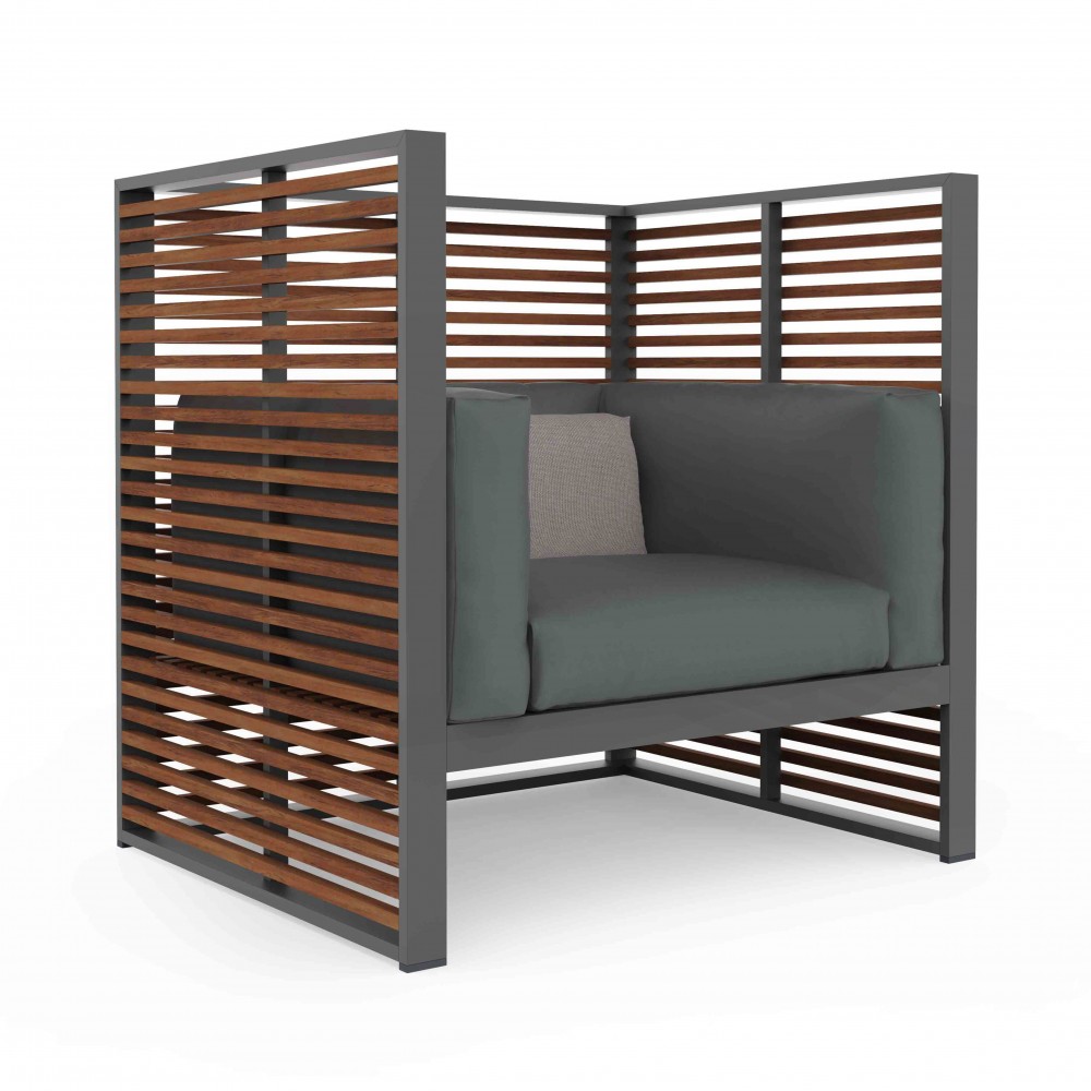 Sillón normando de diseño DNA Teca para jardín de Gandia Blasco.
