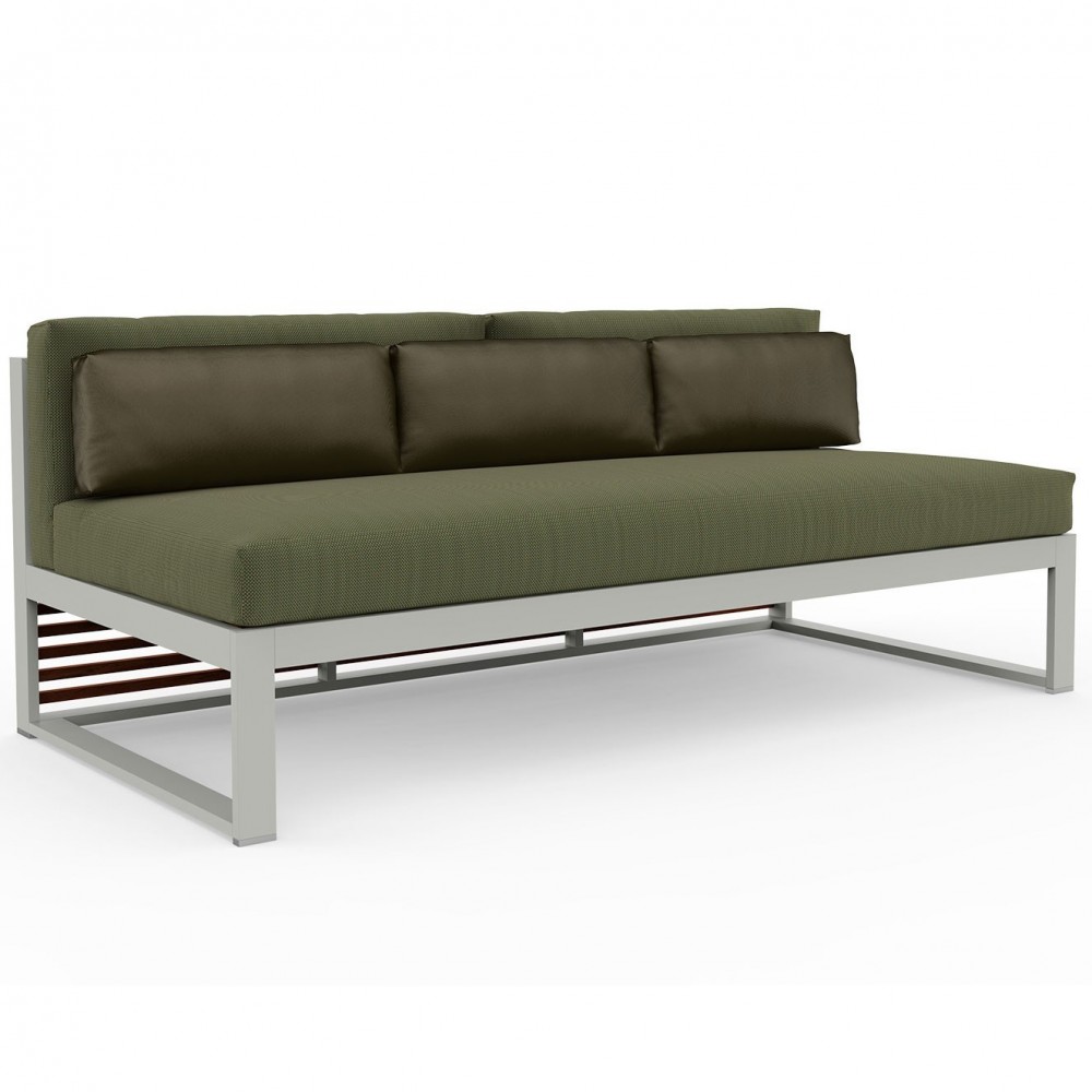 Sofá modular 4 DNA Teca para exterior de Gandia Blasco. Sofá para jardín.