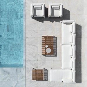 Sofá modular 4 DNA Teca para exterior de Gandia Blasco. Sofá para jardín.