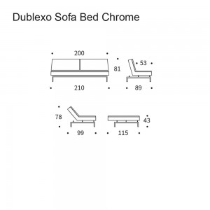 Sofá cama Dublexo cromo de diseño moderno para salón de Innovation Living.
