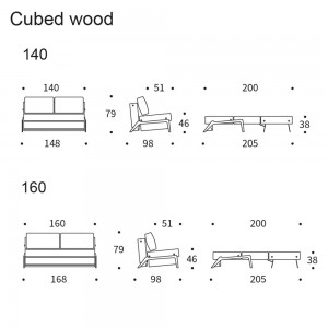 Sofá cama matrimonio de diseño Cubed 02 Wood para salón de Innovation Living.