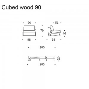 Sillón cama individual Cubed 02 Wood de Innovation Living de diseño para salón.