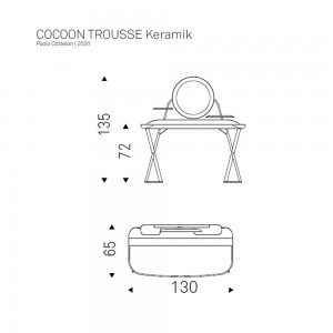 Tocador Cocoon Trousse Keramik de Cattelan Italia. Tocador de maquillaje moderno.