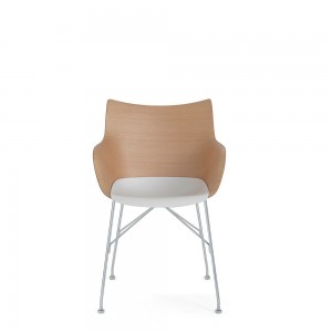 Silla Q/wood de Madera 3D curvada en estructura cromada o acero 4 patas.