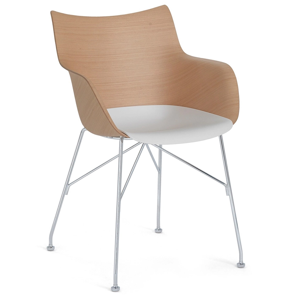 Silla Q/wood de Madera 3D curvada en estructura cromada o acero 4 patas.