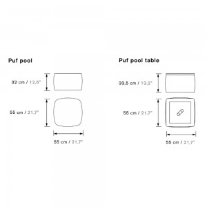 Mesa Puf Pool Out de Ogo. Muebles y poufs para exterior. Muebles para jardin.