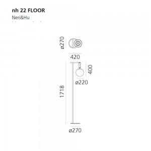 NH 22 de Artemide. Lámpara  estructura acero con anillo latón y vidrio soplado.