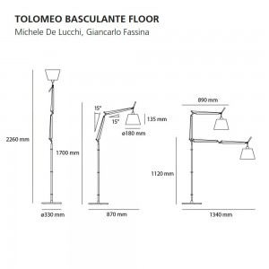 Lámpara pie Tolomeo basculante floor Artemide