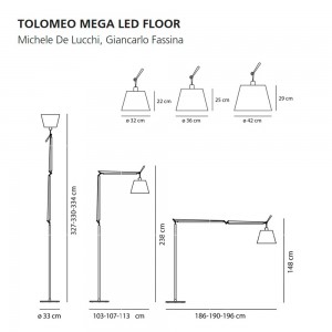 Lámpara pie Tolomeo Mega Led floor Artemide